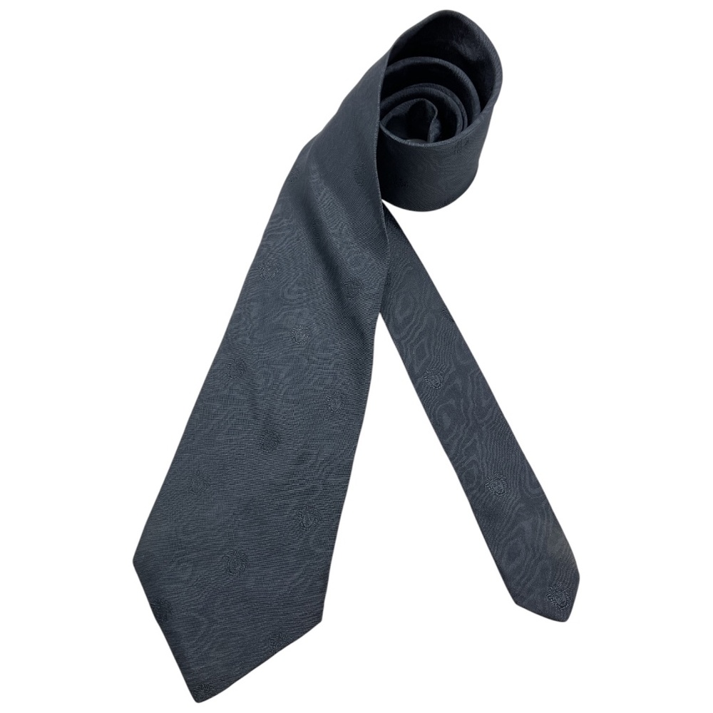 GIANNI VERSACE Gray Art Monogram Medusa Silk LUXURY Tie ITALY